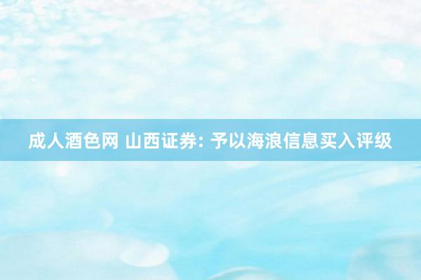 成人酒色网 山西证券: 予以海浪信息买入评级