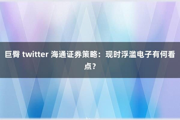 巨臀 twitter 海通证券策略：现时浮滥电子有何看点？