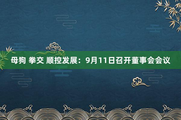 母狗 拳交 顺控发展：9月11日召开董事会会议