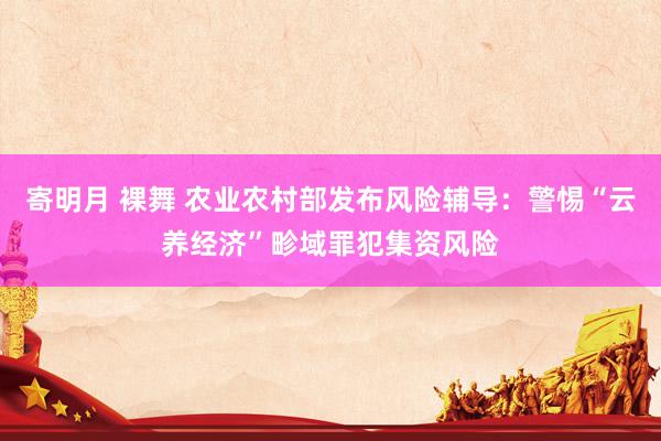 寄明月 裸舞 农业农村部发布风险辅导：警惕“云养经济”畛域罪犯集资风险