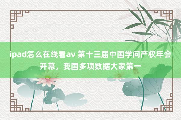 ipad怎么在线看av 第十三届中国学问产权年会开幕，我国多项数据大家第一