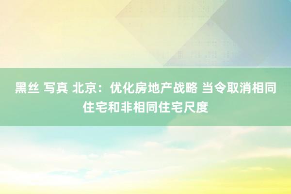 黑丝 写真 北京：优化房地产战略 当令取消相同住宅和非相同住宅尺度