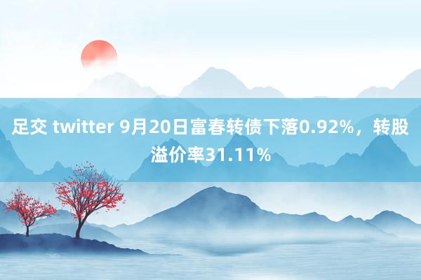 足交 twitter 9月20日富春转债下落0.92%，转股溢价率31.11%