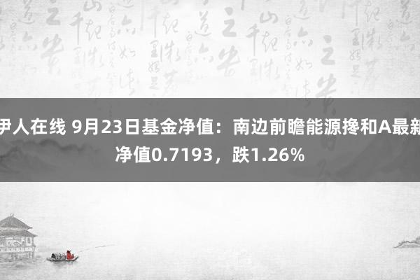 伊人在线 9月23日基金净值：南边前瞻能源搀和A最新净值0.7193，跌1.26%