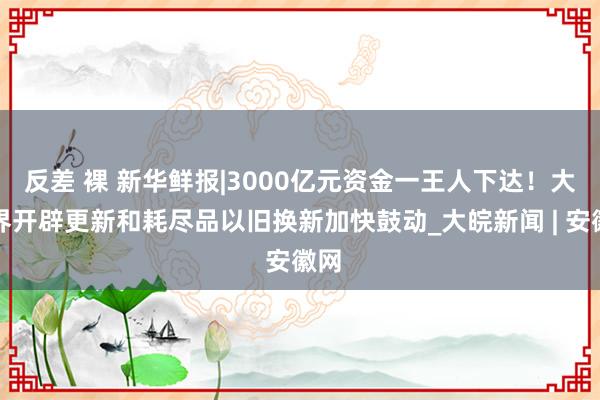 反差 裸 新华鲜报|3000亿元资金一王人下达！大边界开辟更新和耗尽品以旧换新加快鼓动_大皖新闻 | 安徽网