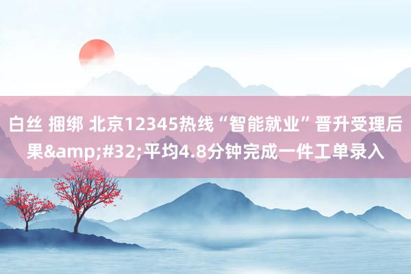 白丝 捆绑 北京12345热线“智能就业”晋升受理后果&#32;平均4.8分钟完成一件工单录入