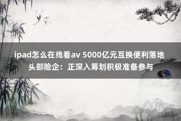 ipad怎么在线看av 5000亿元互换便利落地 头部险企：正深入筹划积极准备参与