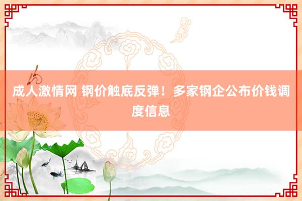 成人激情网 钢价触底反弹！多家钢企公布价钱调度信息