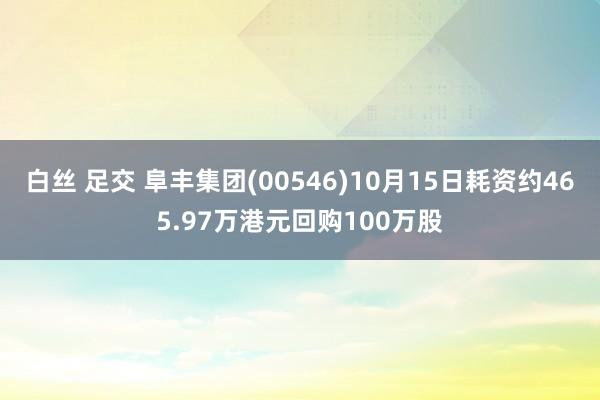 白丝 足交 阜丰集团(00546)10月15日耗资约465.97万港元回购100万股