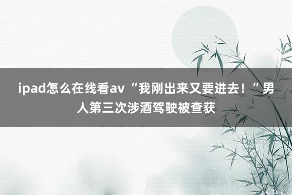 ipad怎么在线看av “我刚出来又要进去！”男人第三次涉酒驾驶被查获