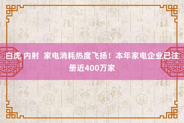 白虎 内射  家电消耗热度飞扬！本年家电企业已注册近400万家