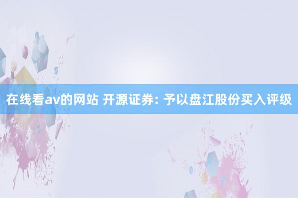 在线看av的网站 开源证券: 予以盘江股份买入评级