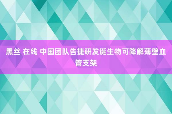 黑丝 在线 中国团队告捷研发诞生物可降解薄壁血管支架