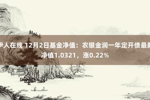 伊人在线 12月2日基金净值：农银金润一年定开债最新净值1.0321，涨0.22%