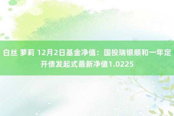 白丝 萝莉 12月2日基金净值：国投瑞银顺和一年定开债发起式最新净值1.0225