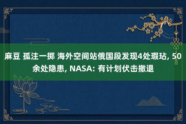 麻豆 孤注一掷 海外空间站俄国段发现4处瑕玷， 50余处隐患， NASA: 有计划伏击撤退