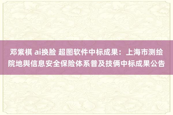 邓紫棋 ai换脸 超图软件中标成果：上海市测绘院地舆信息安全保险体系普及技俩中标成果公告