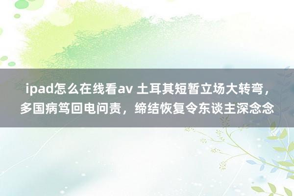 ipad怎么在线看av 土耳其短暂立场大转弯，多国病笃回电问责，缔结恢复令东谈主深念念