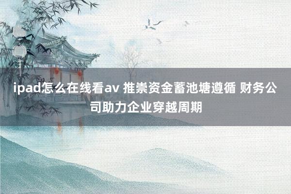 ipad怎么在线看av 推崇资金蓄池塘遵循 财务公司助力企业穿越周期