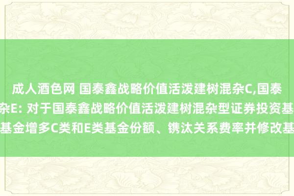 成人酒色网 国泰鑫战略价值活泼建树混杂C，国泰鑫战略价值活泼建树混杂E: 对于国泰鑫战略价值活泼建树混杂型证券投资基金增多C类和E类基金份额、镌汰关系费率并修改基金合同和托管合同的公告