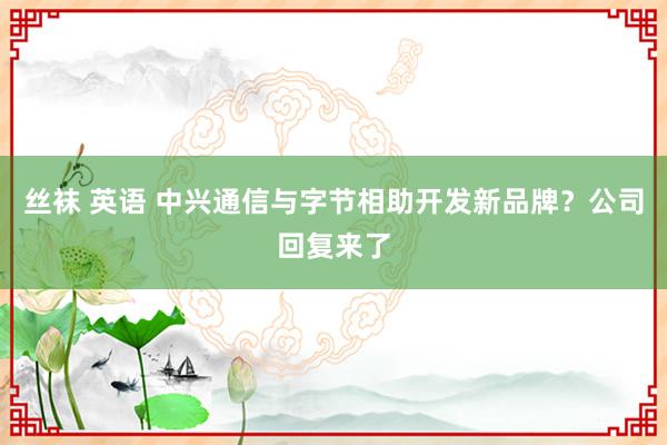 丝袜 英语 中兴通信与字节相助开发新品牌？公司回复来了