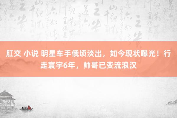 肛交 小说 明星车手俄顷淡出，如今现状曝光！行走寰宇6年，帅哥已变流浪汉